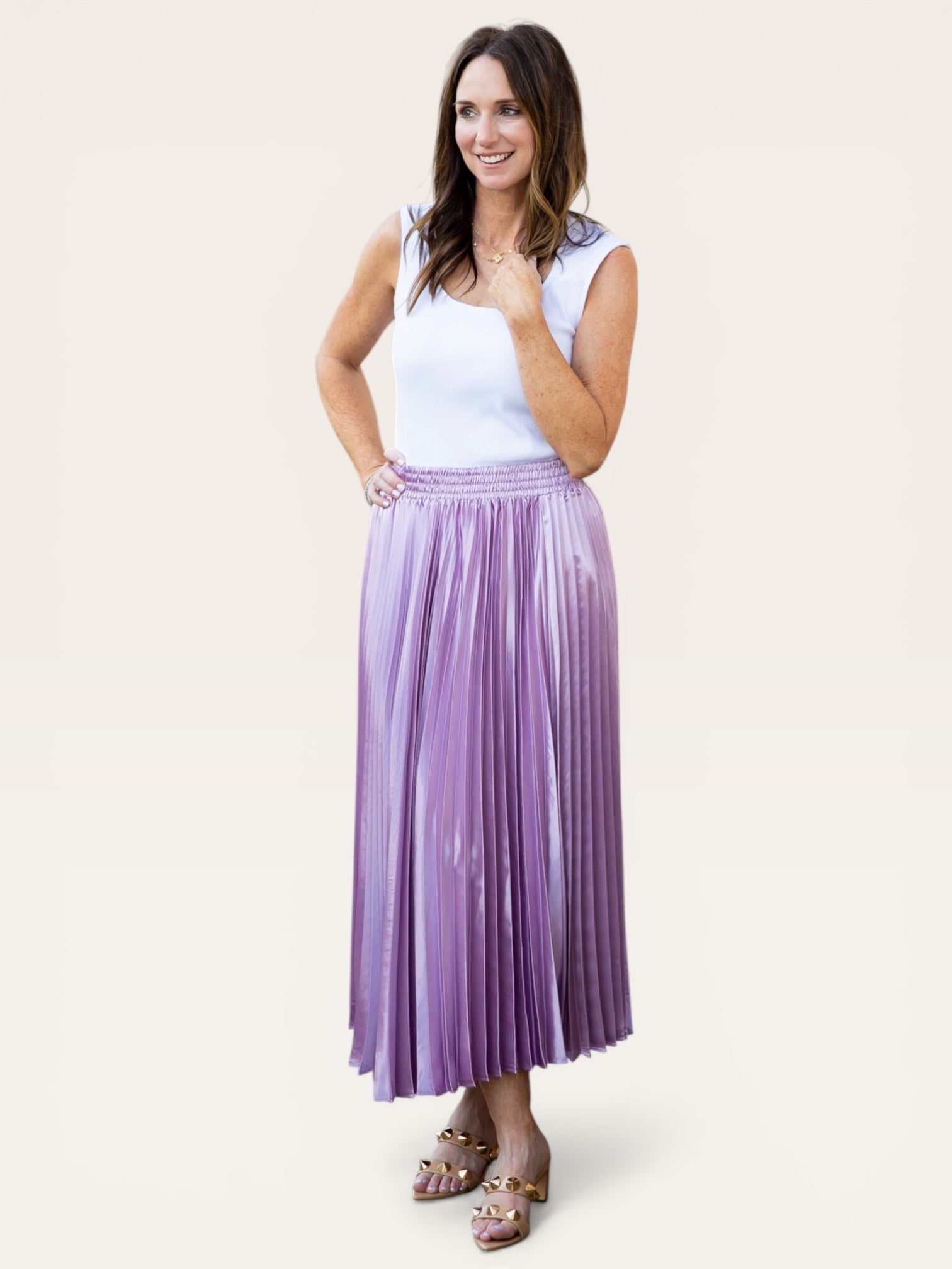 Sunburst Pleated Skirt- Lilac