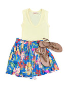 Kelsey Butter Yellow Ribbed Scoop Neck Tank Top