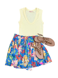 Kelsey Butter Yellow Ribbed Scoop Neck Tank Top