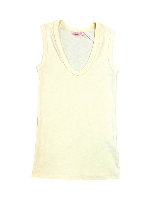 Kelsey Butter Yellow Ribbed Scoop Neck Tank Top