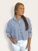 Blue Poplin Striped Button Down Top | Adore Boutique women's clothing & accessories