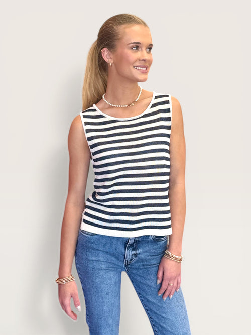 Veneto Sailor Stripe Lightweight Knit Tank Top | Adore Boutique women's clothing & accessories