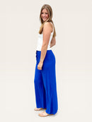 Cobalt Blue Wide Leg Linen Blend Drawstring Pants | Adore Boutique women's clothing & accessories