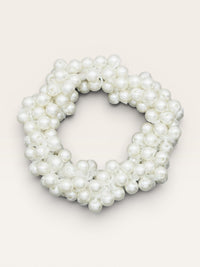 Pearl Bead Hair Scrunchie | White or Gold | Bridal Hair Accessory