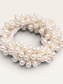 Pearl Bead Hair Scrunchie | White or Gold | Bridal Hair Accessory