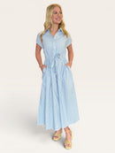 Blue & White Stripe Belted Maxi Shirtdress | Women's Day to Night