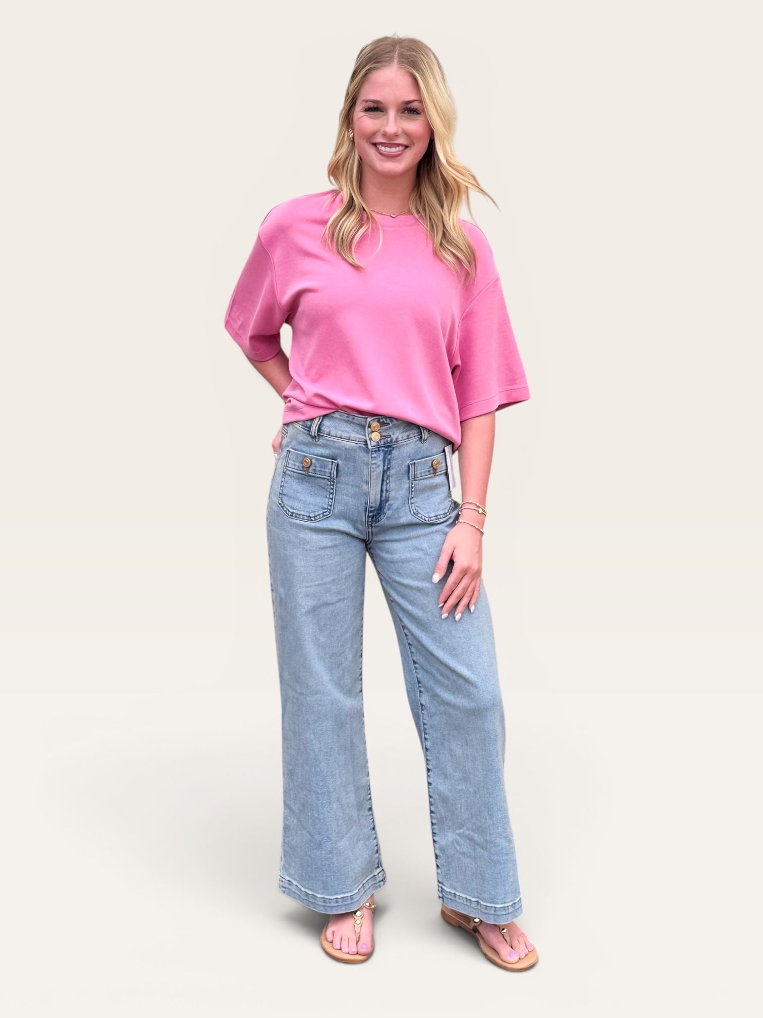 Reina Boxy Short Sleeve Tee - Lipstick