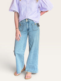 KUT Meg High Rise Wide Leg Jean | Square Patch Pocket | Brilliant Blue
