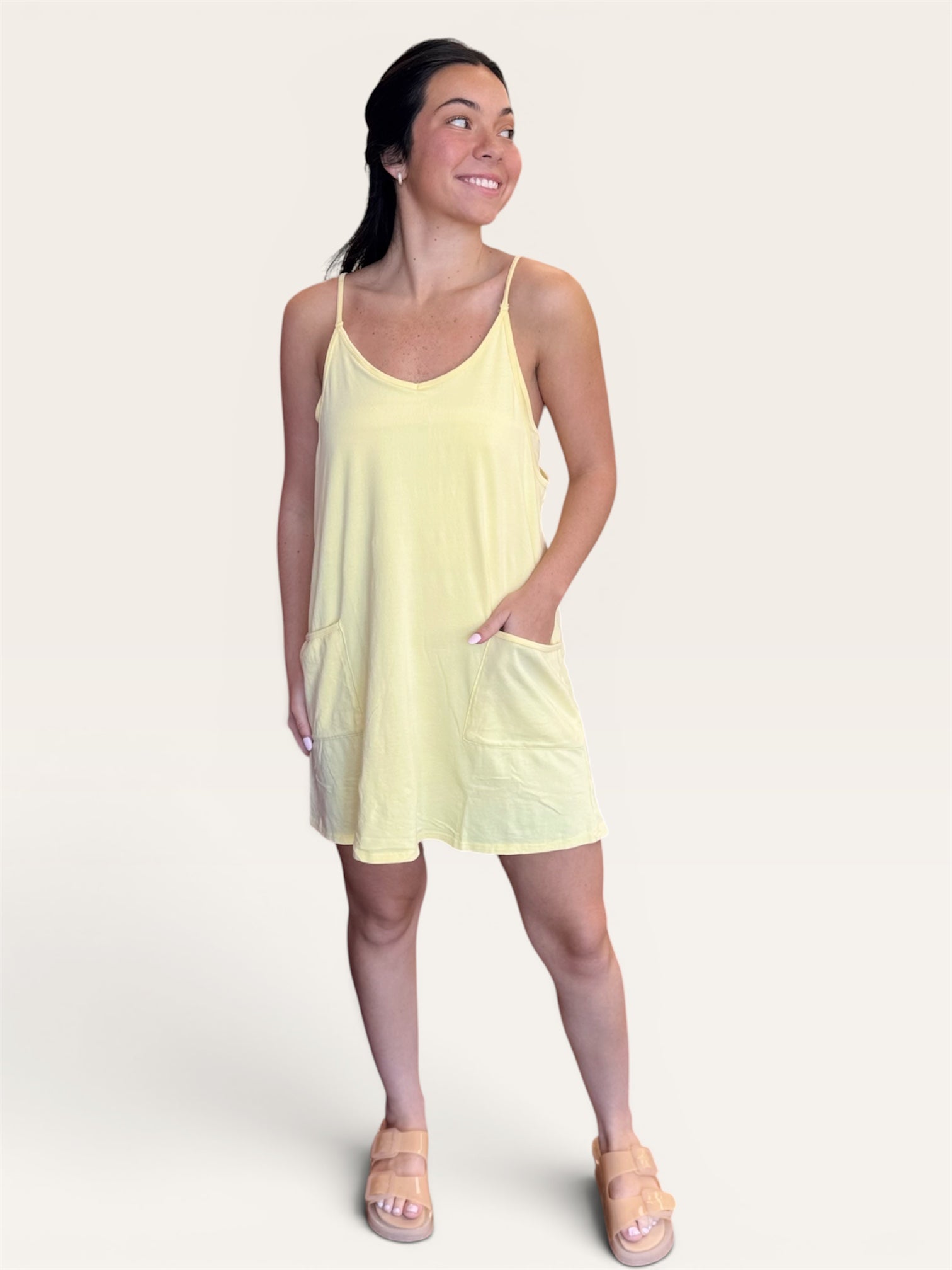 Butter Yellow Pima Cotton Romper Dress