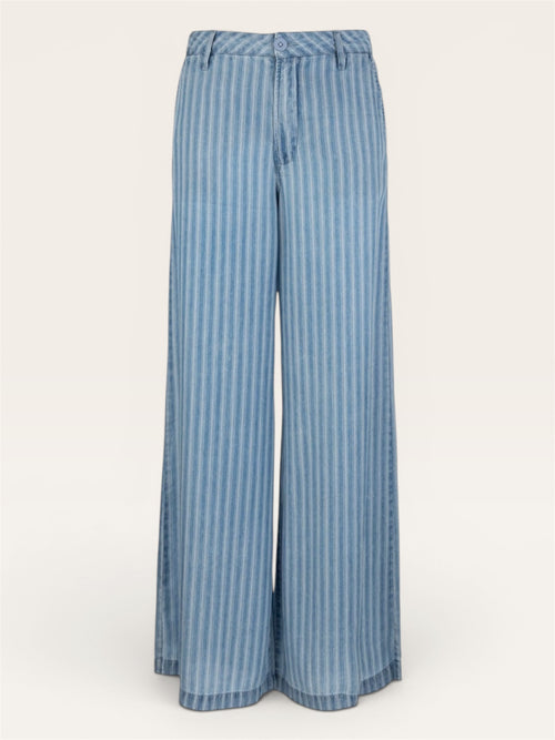 KUT Ryan Wide Leg Tencel Pant | Blue Stripe | Tencel Lyocell