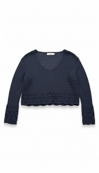 Navy Bell Sleeve Sweater