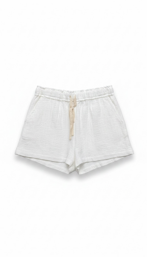 White Gauze Drawstring Shorts | Lightweight Cotton