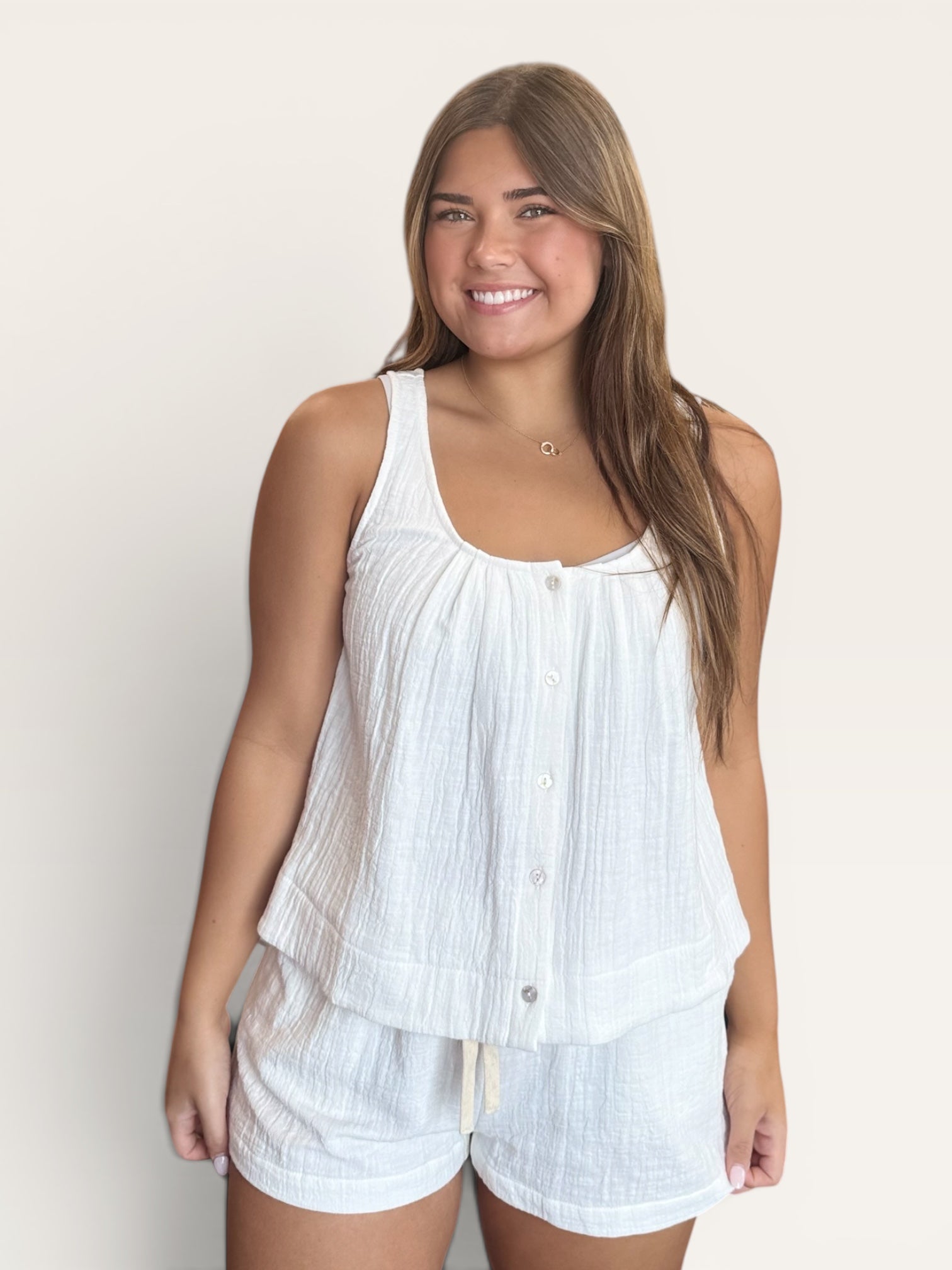 White Gauze Sleeveless Top