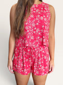Red Floral Shorts