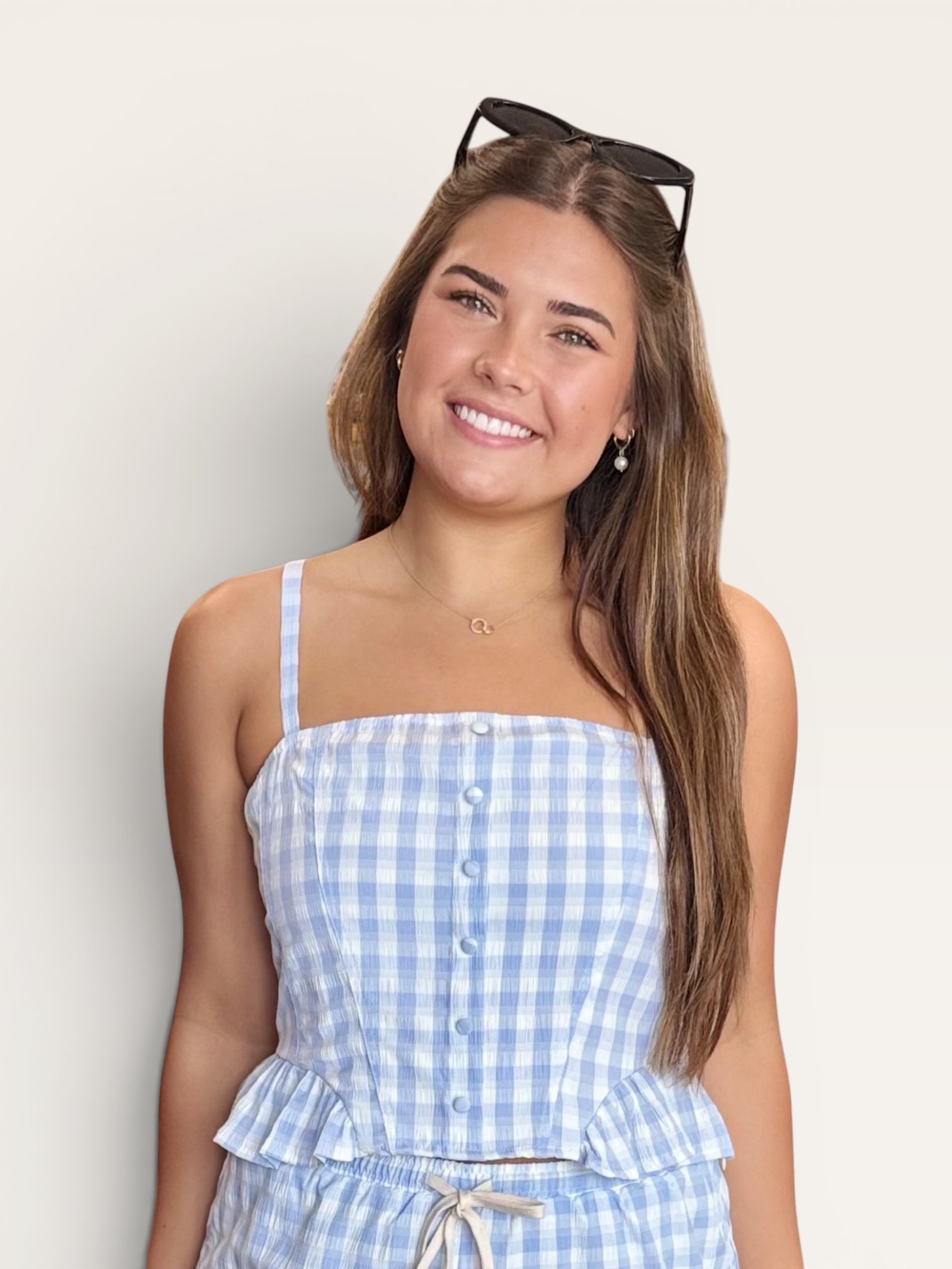 Sky Blue Gingham Top