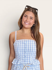 Sky Blue Gingham Top