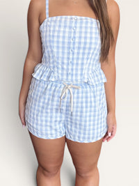 Skyblue Gingham Shorts
