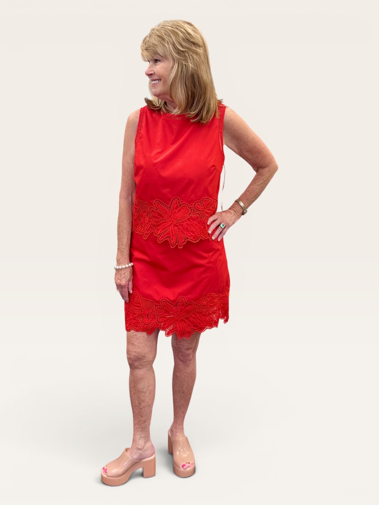 Red Eyelet Top