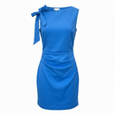 Asymmetrical Neckline Bow Mini Dress