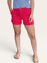 Jane High Rise Denim Short in Tomato Red