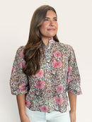 Full Bloom Floral 3/4 Length Sleeve Top