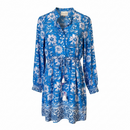 Blue Floral Tie Waist Mini Dress