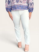 Kut From the Kloth Kelsey high rise ankle flare jeans in ecru with raw hem