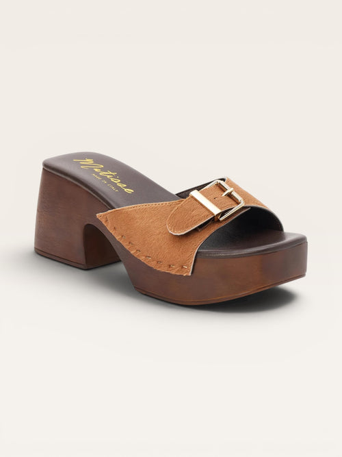Miramar Platform Sandal | Matisse Tan Cow Hair Buckle Sandal