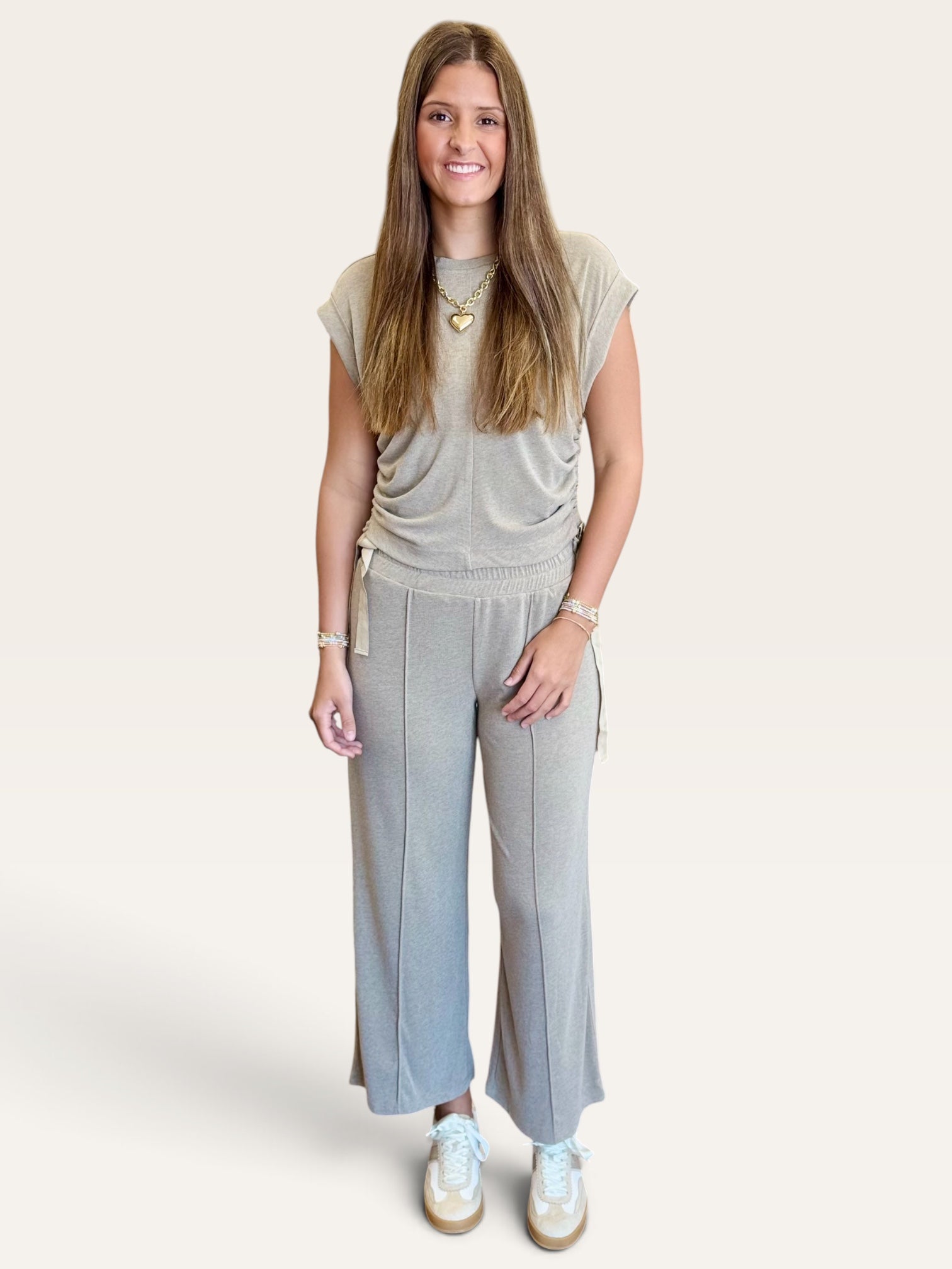 Taupe Wide Leg Knit Pant