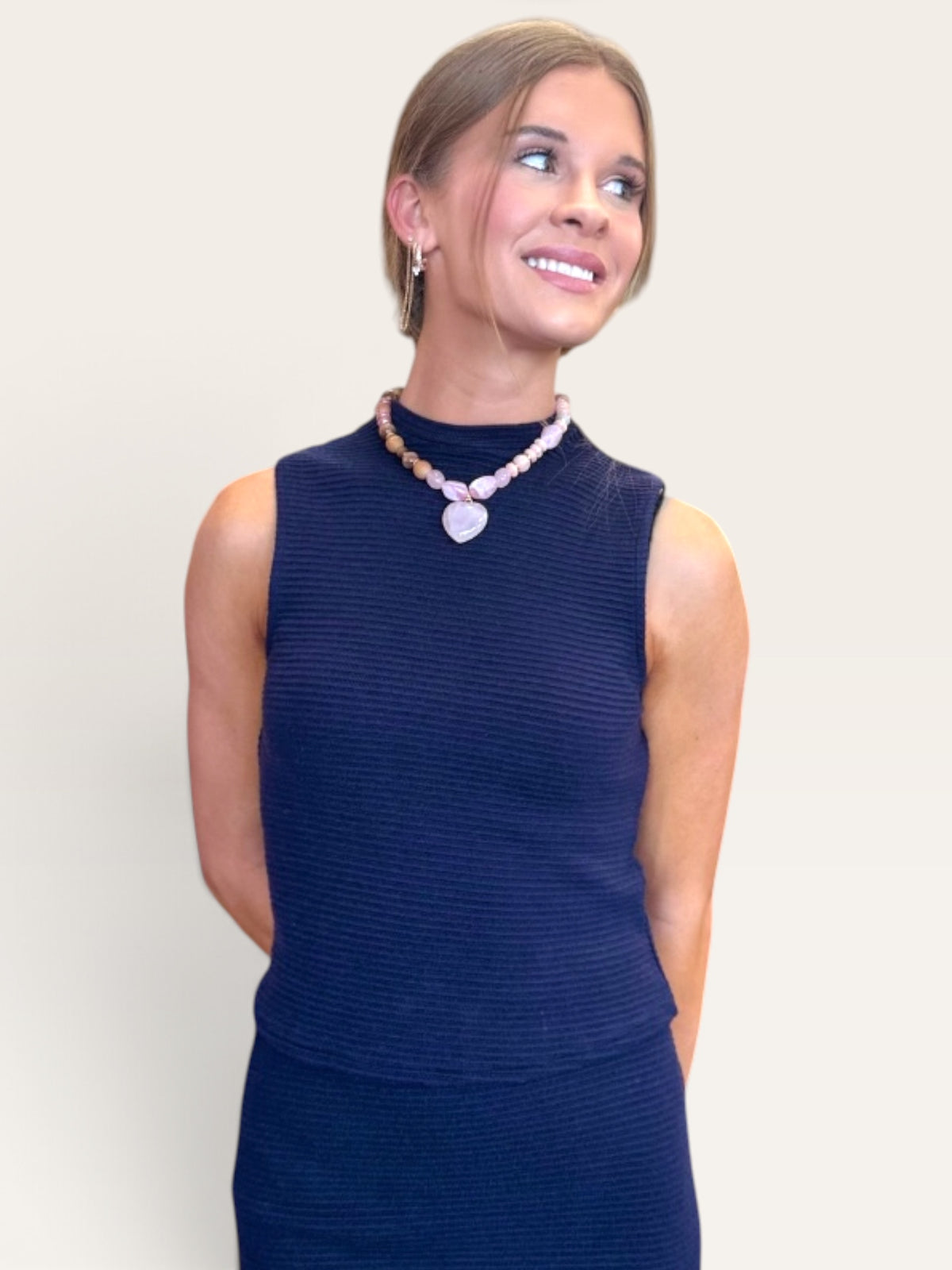 Navy Ribbed Kit Top