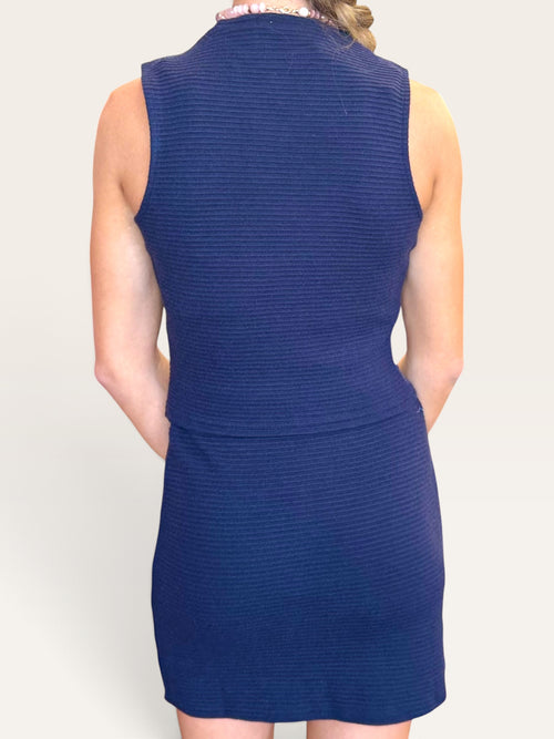 Navy Ribbed Mini Skirt