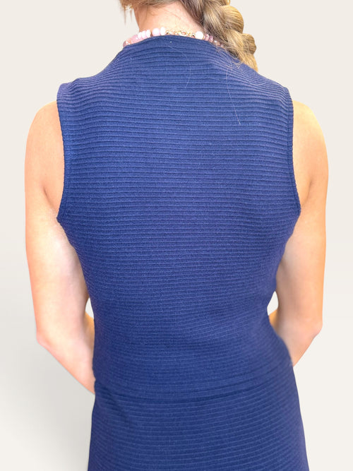 Navy Ribbed Kit Top