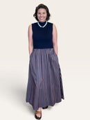 Mock Neck Mixed Media Sleeveless Maxi