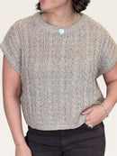 Cable knit sweater tank with cap sleeves in soft texture