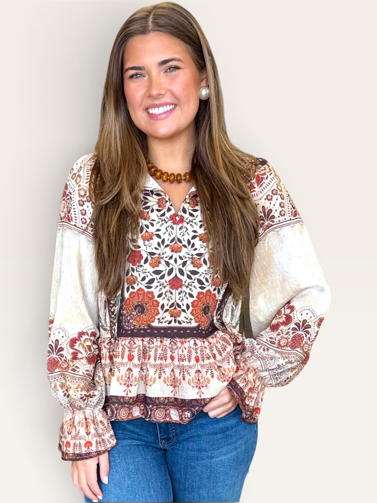 Long Sleeve Fall Print Tip