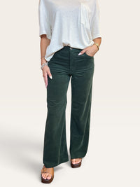 Meg HR Fab AB Wide Leg Corduroy- Evergreen