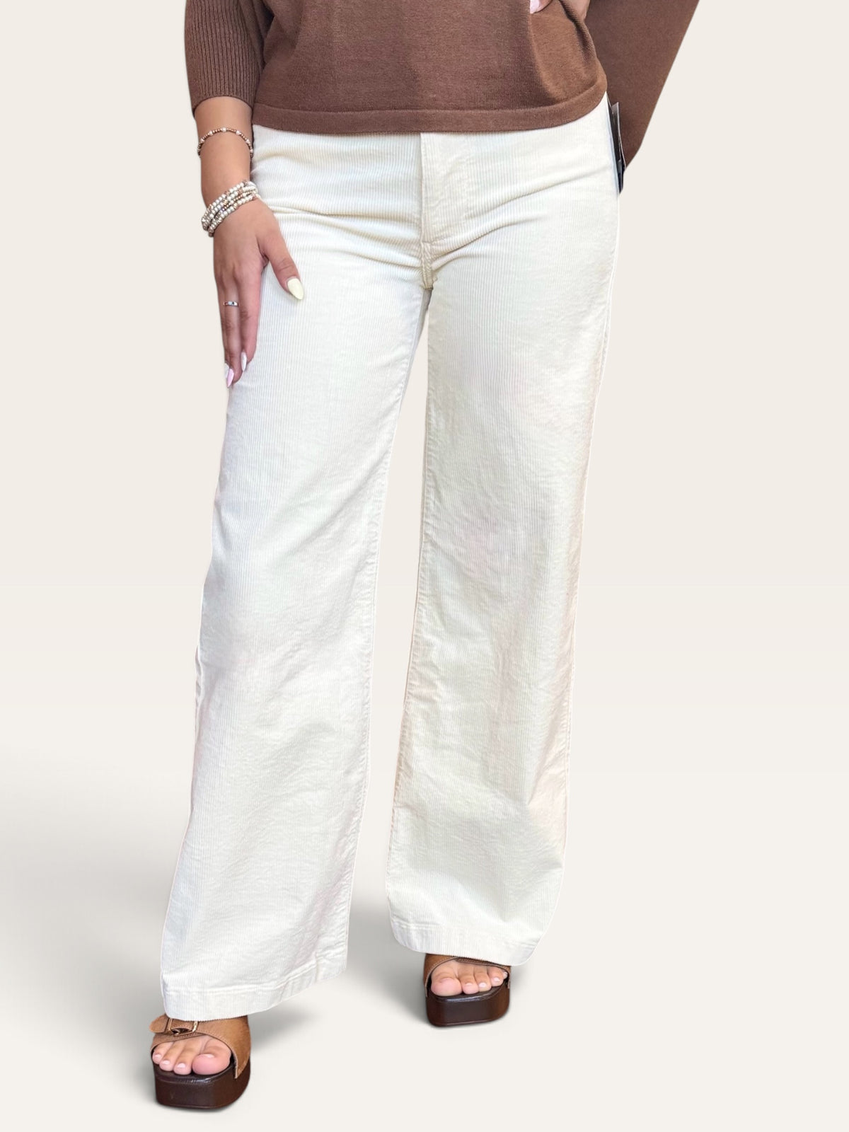 Meg Wide Leg Corduroy - Ivory
