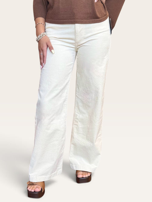 Meg Wide Leg Corduroy - Ivory