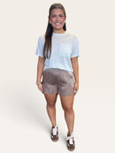 Satin Shorts with Lace Trim | Black, Ivory or Mocha