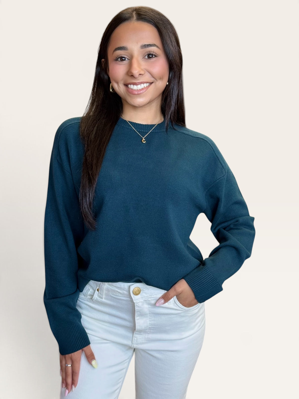 French Connection deep teal Babysoft oversized crew neck sweater