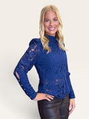 Long Sleeve Lace Top With Back Zipper