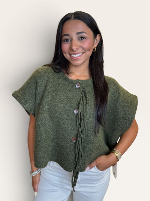 Olive jade Sachi sweater vest side view
