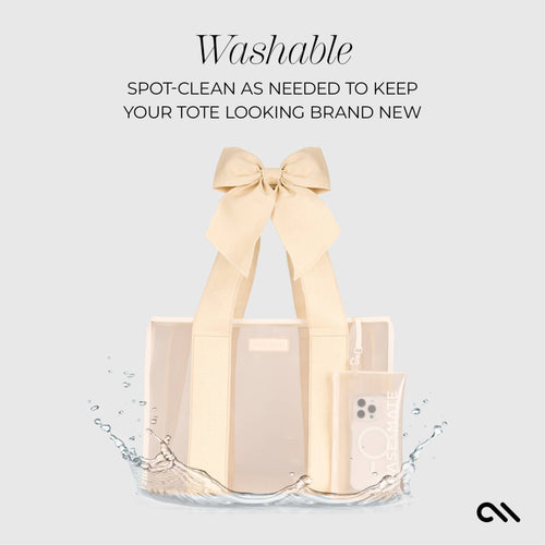 Case-Mate Ecru Raffia Bow Jelly Tote Bag
