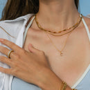 18K Gold Dainty Pearl Initial Pendant Necklace: 15" + 3" / S