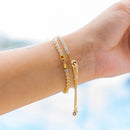 18K Gold Pull Tie Tennis Bracelet: Silver