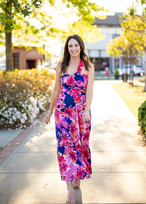 Haven White Poplin One Shoulder Midi Dress