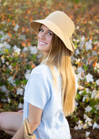 Bow Back Straw Bucket Hat
