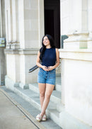 Tegan Deep Navy Ribbed Hem Sweater Vest
