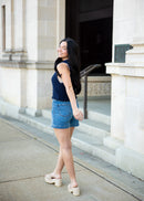 Tegan Deep Navy Ribbed Hem Sweater Vest