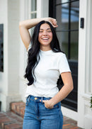 Langley Ribbed Crew Neck Short Sleeve Top
